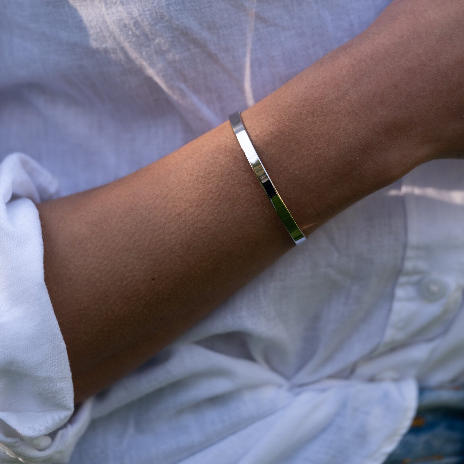 Bracelet rigide Pour Elle en argent massif